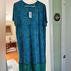 J Jill Wear ever Blue and Green Paisley Dress